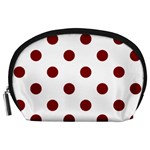 Polka Dots - Maroon Red on White Accessory Pouch (Large)