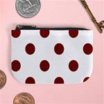 Polka Dots - Maroon Red on White Mini Coin Purse
