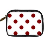 Polka Dots - Maroon Red on White Digital Camera Leather Case