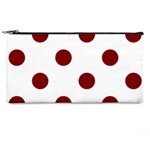Polka Dots - Maroon Red on White Pencil Case