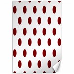 Polka Dots - Maroon Red on White Canvas 12  x 18 