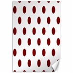 Polka Dots - Maroon Red on White Canvas 20  x 30 