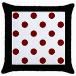 Polka Dots - Maroon Red on White Throw Pillow Case (Black)