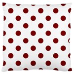 Polka Dots - Maroon Red on White Large Cushion Case (Two Sides)