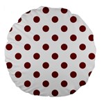 Polka Dots - Maroon Red on White Large 18  Premium Flano Round Cushion