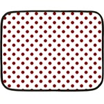 Polka Dots - Maroon Red on White Double Sided Fleece Blanket (Mini)