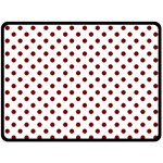 Polka Dots - Maroon Red on White Fleece Blanket (Large) (One Side)