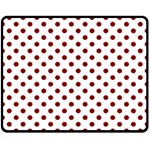 Polka Dots - Maroon Red on White Double Sided Fleece Blanket (Medium) (Two Sides)