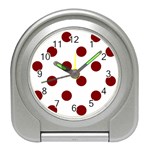Polka Dots - Maroon Red on White Desk Alarm Clock