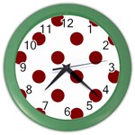 Polka Dots - Maroon Red on White Color Wall Clock