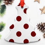 Polka Dots - Maroon Red on White Ornament (Christmas Tree)