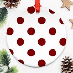 Polka Dots - Maroon Red on White Round Ornament (Two Sides)