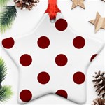 Polka Dots - Maroon Red on White Star Ornament (Two Sides)