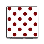 Polka Dots - Maroon Red on White Memory Card Reader (Square)