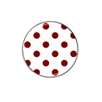 Polka Dots - Maroon Red on White Hat Clip Ball Marker