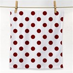 Polka Dots - Maroon Red on White Face Towel