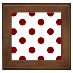 Polka Dots - Maroon Red on White Framed Tile