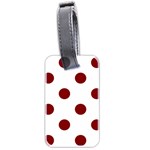 Polka Dots - Maroon Red on White Luggage Tag (Two Sides)