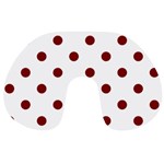 Polka Dots - Maroon Red on White Travel Neck Pillow