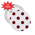Polka Dots - Maroon Red on White 2.25  Button (10 pack)