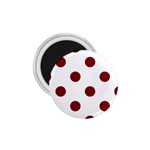 Polka Dots - Maroon Red on White 1.75  Magnet