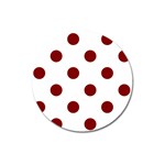 Polka Dots - Maroon Red on White Magnet 3  (Round)