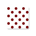 Polka Dots - Maroon Red on White Magnet (Square)