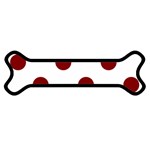 Polka Dots - Maroon Red on White Magnet (Dog Bone)