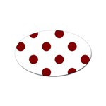 Polka Dots - Maroon Red on White Sticker Oval (100 pack)