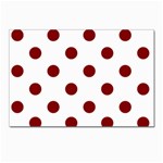Polka Dots - Maroon Red on White Postcard 4 x 6  (Pkg of 10)