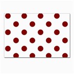 Polka Dots - Maroon Red on White Postcards 5  x 7  (Pkg of 10)