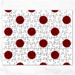 Polka Dots - Maroon Red on White Jigsaw Puzzle (Rectangular)