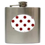 Polka Dots - Maroon Red on White Hip Flask (6 oz)
