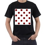 Polka Dots - Maroon Red on White Men s T-Shirt (Black)