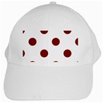 Polka Dots - Maroon Red on White White Cap