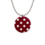 Polka Dots - White on Burgundy Red 1  Button Necklace