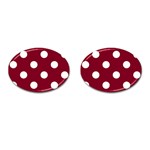 Polka Dots - White on Burgundy Red Cufflinks (Oval)