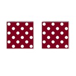 Polka Dots - White on Burgundy Red Cufflinks (Square)