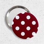 Polka Dots - White on Burgundy Red 2.25  Handbag Mirror