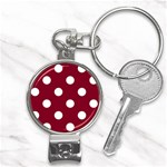 Polka Dots - White on Burgundy Red Nail Clippers Key Chain