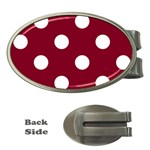 Polka Dots - White on Burgundy Red Money Clip (Oval)