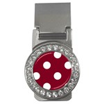 Polka Dots - White on Burgundy Red Money Clip (CZ)