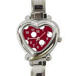 Polka Dots - White on Burgundy Red Heart Italian Charm Watch