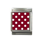 Polka Dots - White on Burgundy Red Italian Charm (13mm)