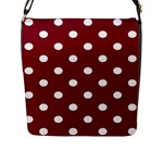 Polka Dots - White on Burgundy Red Flap Closure Messenger Bag (L)
