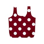 Polka Dots - White on Burgundy Red Full Print Recycle Bag (S)