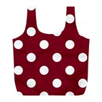 Polka Dots - White on Burgundy Red Full Print Recycle Bag (L)