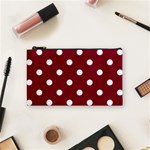 Polka Dots - White on Burgundy Red Cosmetic Bag (S)