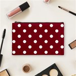 Polka Dots - White on Burgundy Red Cosmetic Bag (M)