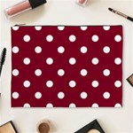 Polka Dots - White on Burgundy Red Cosmetic Bag (XL)